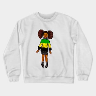 Jamaica jumper - manga anime Jamaican girl with colours of Jamaican flag in black green and yellow Crewneck Sweatshirt